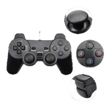 Imagem de Controle USB para PC e PlayStation 2, Analógico, com Vibração, Preto