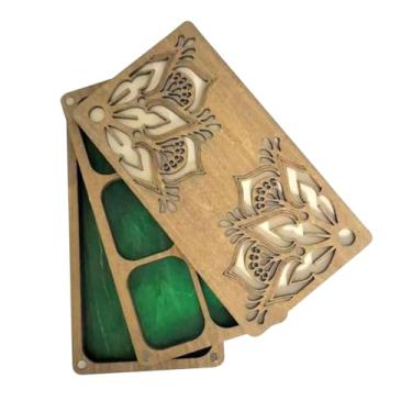 Imagem de Tachiuwa Bandeja de triagem de contas de madeira, armazenamento de armazenamento de contas Box Box Board para colares para iniciantes Jóias Profissionais, 16.5cmx8.8cmx2.5cm