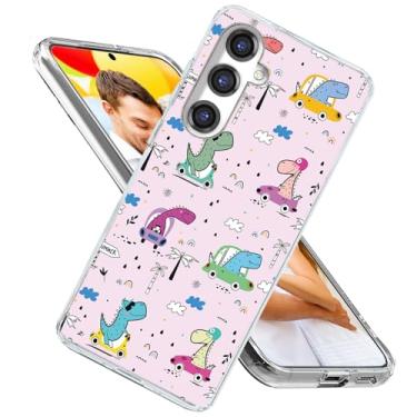 Imagem de ARTIOSIT Capa para Samsung Galaxy S25 Plus para meninas mulheres homens, à prova de choque fina macia TPU transparente capa protetora para celular para Galaxy S25+, desenho fofo animal dinossauro no