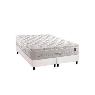 Imagem de Cama Box Queen: Colchão Molas Anjos Masterpocket Ensacadas Impressione + Base Branco(15...