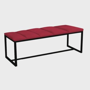 Imagem de Calçadeira Industrial Carla 90cm Solteiro Quarto Box Cama Ferro Preto Sintético Vermelho - Ahz Móveis