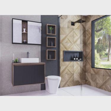 Imagem de Espelheira para Banheiro 80cm 2 Portas Alice Darabas Agardi