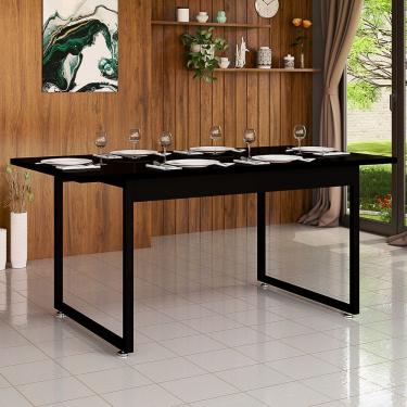Imagem de Mesa de Jantar Para 6 Lugares 120x80 Para Cozinha Sala de Jantar  Com Pés de Ferro e Tampo Mdf