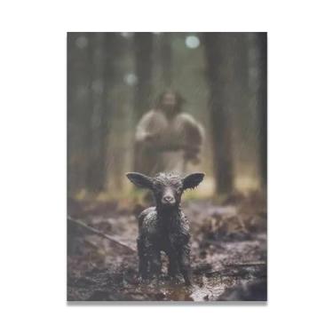 Imagem de Save The Lost Lambs On Rainy Days Jesus Wall Art Life Child Of God Pôster Católico Cristão Lorde Pintura Religiosa Bíblia Imagem para Sala de Estar Igreja Pinturas Modernas Arte Decorativa 50 x 40 cm