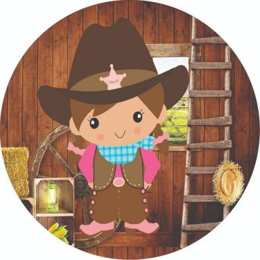 Imagem de Painel Redondo 3D Sublimado Country Fazendinha Rosa Frd-5010