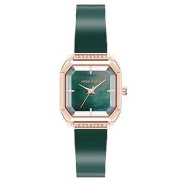 Imagem de Anne Klein Relógio feminino premium com detalhes em cristal, Verde