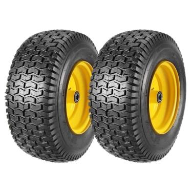 Imagem de Pneus de cortador de grama com rodas de 16 x 6,5 a 8 – cubo centralizado de 7,6 cm e bucha de 0,9 cm, pneus sem câmara de 281 kg com capacidade para tratores, carrinhos de jardim, reboques utilitários