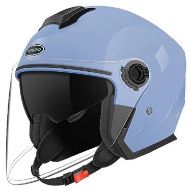 Imagem de SanQing Capacete De Motocicleta Aberto, Aprovado Pelo Dot, 3/4, Meio Capacete Para Motocicleta, Scooter, Motociclista, Adulto, Homens E Mulheres (Azul, Grande)