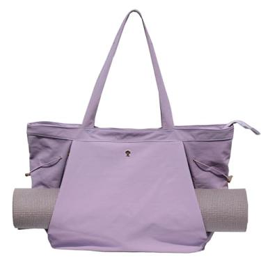 Imagem de ESVAN Bolsa de ioga para mulheres, bolsa de ombro com cordão para escritório, treino, viagem, pilates, academia e praia (nylon lavanda roxo)