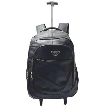 Imagem de Mochila Executiva com Rodas, Couro Sintético, Compartimento para Notebook (Preto)