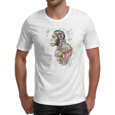 Imagem de Camiseta Unissex Chimpanze Mecanica Interna Cyberpunk - Alearts, EG