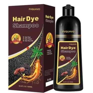 Imagem de Shampoo de tintura de cabelo Fvquhvo Natural Marrom Escuro 500mL