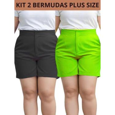Imagem de Kit 2 Shorts Feminino Plus Size em Alfaiataria Cintura Alta e Modelage