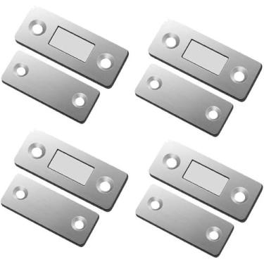 Imagem de Fecho magnético para armário com fita adesiva e parafusos  kit com 4 u