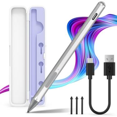 Imagem de Caneta Stylus para Microsoft Surface Pro11/10/9/8/7/6/5/4/3/X/Book/Surface Go3 Go2, com caixa de armazenamento, pressão de inclinação 4096, acessório magnético prateado, carregamento rápido USB-C