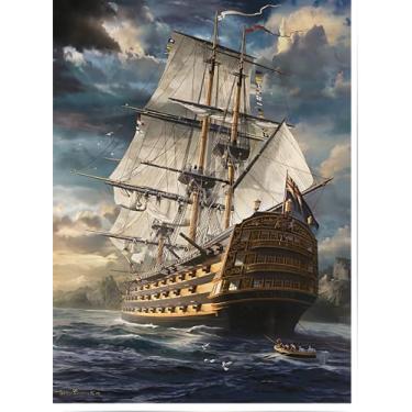 Imagem de Quebra-Cabeça de Madeira 1000 Peças – Barco à Vela Excalibur por Sarel Theron | Pôster Tamanho Real + Cola e Separadores | Adulto e Infantil | Presente Criativo | Alívio do Estresse | 75x50cm Montado