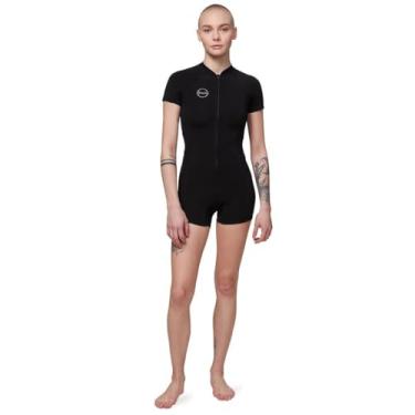 Imagem de O'Neill Wetsuits Feminino Bahia 2/1 mm zíper completo manga curta primavera, preto/preto, tamanho 14
