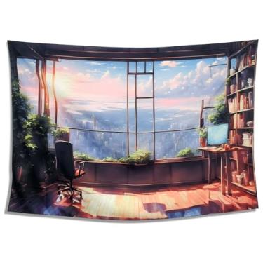 Imagem de NAVNAWM Tapeçaria de anime japonesa de desenho animado para quarto interno tapeçaria botânica para decoração de quarto (99 x 149 cm)