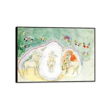 Imagem de Odilon Redon Impressões de arte em tela, músicos centauros, pôsteres e reproduções de reproduções famosas arte de parede em tela sala de estar decoração de casa 42 x 30 cm (17 x 12 polegadas) moldura