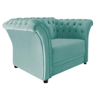 Imagem de Poltrona Decorativa Chesterfield Sofia Suede Azul Tiffany