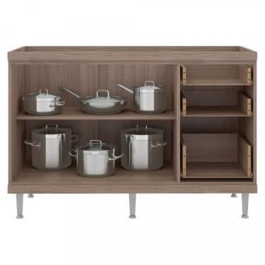 Imagem de Balcão Para Pia Calábria 2 Portas 3 Gavetas Multimóveis Argila/grafite