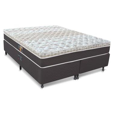 Imagem de Cama Box King Size Castor Sleep Class Hibrido Com Molas Ensacadas Branco Com Cinza