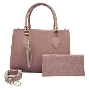 Imagem de Bolsa Feminina Média de Ombro + Carteira Kit Com 2 Peças (Rose)