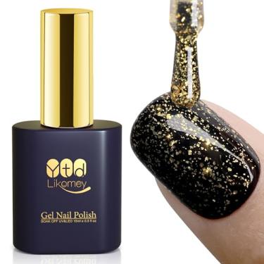 Imagem de YTD Likomey 15ml Gel Nail Polish Gold Foil Top Coat,Glossy No Wipe Long Lasting Shiny Finish Sparkle For Salon Home DIY Manicure UV Nail Gel