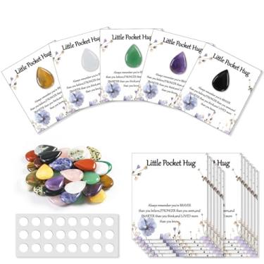 Imagem de 40 conjuntos Little Worry Stone Waterdrop Pocket Hug Token Gift Card Lembrança de fim de ano Presentes de estudante de professores brindes de incentivo para mulheres adultos lembrancinhas de festa