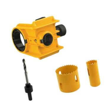 Imagem de Generic Kit de instalação de fechadura de porta 2 buchas ajustáveis ​​com guia gabarito furos para fechadura de porta serra, Amarelo