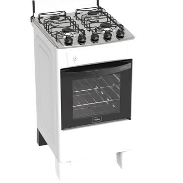 Imagem de Fogão 4 Bocas Branco Iris Plus com Forno 50 L em Aço Inox Realce
