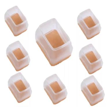 Imagem de Kit 8 Protetor Pé De Moveis Retangular Silicone Feltro Mesa