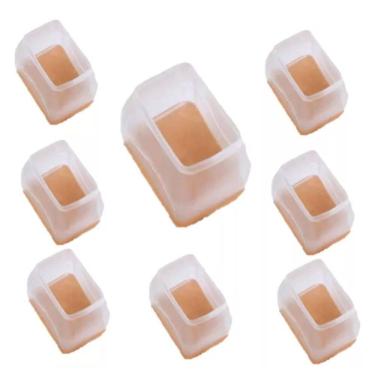 Imagem de Kit 8 Protetor Pé De Moveis Retangular Silicone Feltro Mesa