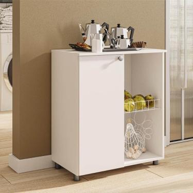 Imagem de Balcão Multiuso Para Micro-ondas Com Fruteira E 1 Porta Multimóveis Cr20346 Branco