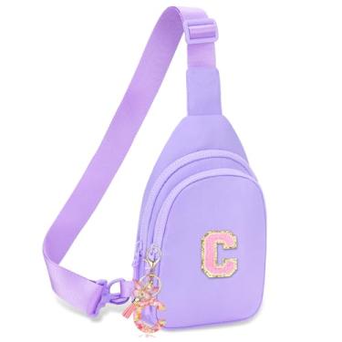 Imagem de Pochete para meninas e mulheres – Pochete para meninas de 8 a 12 anos, presentes de aniversário para adolescentes, pochete infantil moderna, Roxa, 26cm x 15cm x 6cm (10.23in x 5.9in x 2.36in), C