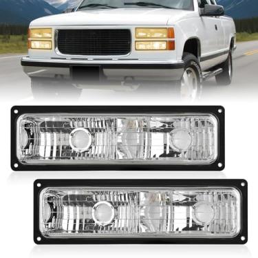 Imagem de Nilight Conjunto de farol compatível com 1988 1989 1990 1991 1992 1993 1994 1995 1996 1997 1998 Chevrolet GMC C10 C/K 1988-1999 Silverado Suburban Sierra Blazer Tahoe Yukon Black Bumper Luzes