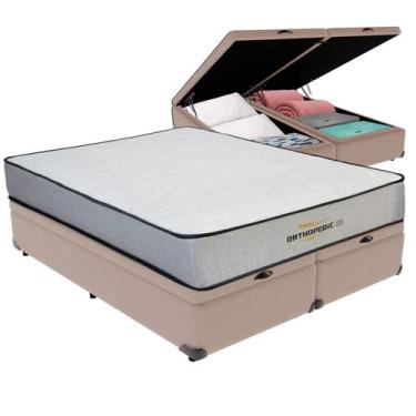 Imagem de Cama Box Baú King Bege e Colchão Orthopedic D33 V-Tech