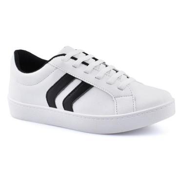 Imagem de Tenis Slip On Branco Godiva Tiras Preto 333938, 37