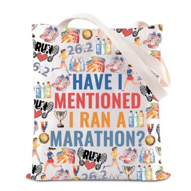 Imagem de ENSIANTH Bolsa de ombro divertida para corredores de maratona, presente de corrida para maratonistas, presente de equipe de treino - Sacola de atletas de atletismo, Bolsa de maratona