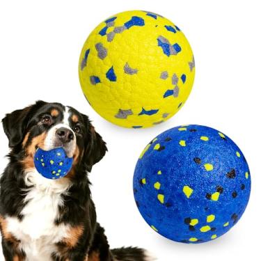 Imagem de Bolas de tênis para cães, pacote com 2, brinquedos para cães para mastigar agressivos, indestrutíveis, duráveis, bolas para mastigar, seguras, cães, flutuantes, para água, brinquedo, buscar, bola para