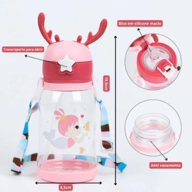 Imagem de Garrafinha de Água Infantil 600ml com Canudo de Silicone