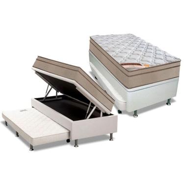 Imagem de Cama Box Baú C/Auxiliar Solteiro: Colchão Molas Castor Bonnel Revolution + Base Black(88X188)