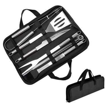 Imagem de Kit Completo De Churrasco 9 Peças Em Aço Inox Com Bolsa Preta Para Churrasqueiro