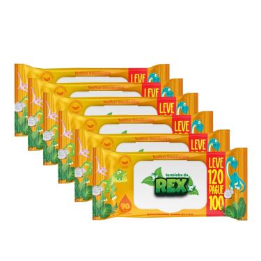 Imagem de Kit C/6 Lenço Umedecido Turminha Do Rex Leve 120 Pague 100 Unidades