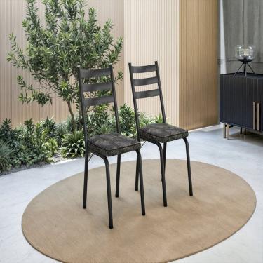 Imagem de Conjunto com 2 Cadeiras para Cozinha Europa Preto/ Dourado