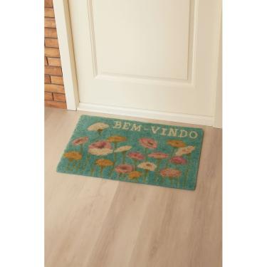 Imagem de Capacho Retangular Fibra De Coco Base PVC 60x33cm - Flores