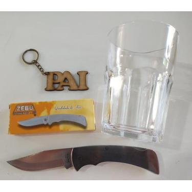 Imagem de Kit Dia dos Pais  Copo Bristol 410 ml Nadir  Canivete Inox Zebu Barret