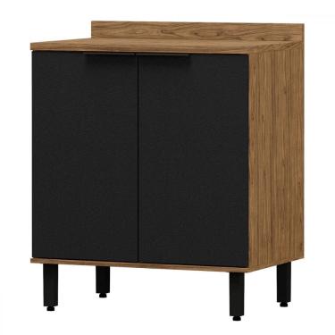 Imagem de Balcão de Cozinha Cloe 2 Portas 100% Mdf Freijó/Nero Bto02 - Pnr Móveis