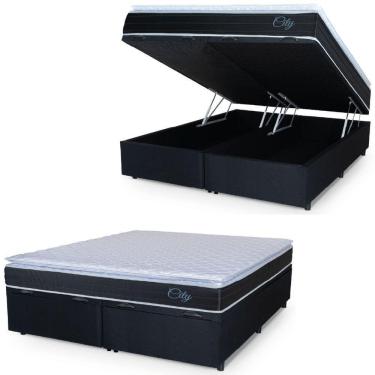 Imagem de Cama Box Baú Casal King Colchão Com Molas Ensacadas