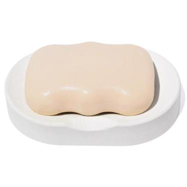 Imagem de Saboneteira Porta Sabonete Banheiro Oval 11cm Em Cimento Branco